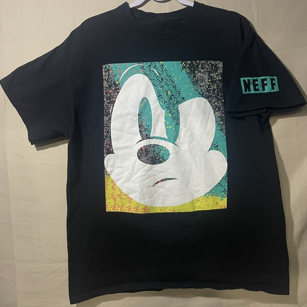 Disney Collection by NEFF Mickey Mouse Black Graphic T Shirt Mens Large